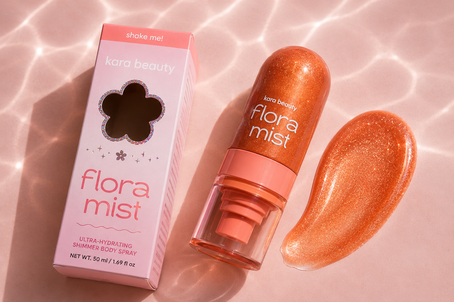 Kara Beauty Flora Mist Ultra-Hydrating Shimmer Body Spray Enchanted Rose